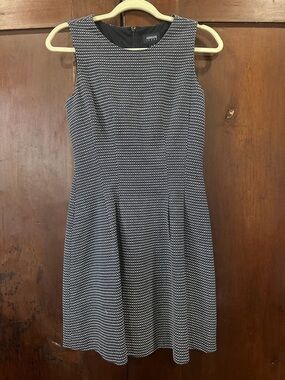 Armani Jeans Navy and White Textured Sleeveless Dress
